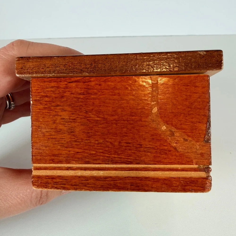 Vintage Wooden‎ Music Box with Hummel Illustration Hinged Lid little girls